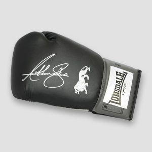 Anthony Joshua Hand Signed Lonsdale Black Boxing Glove In Light-Up Display Case - Image 2