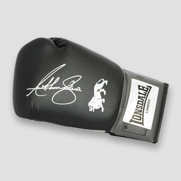 Anthony Joshua Hand Signed Lonsdale Black Boxing Glove In Light-Up Display Case