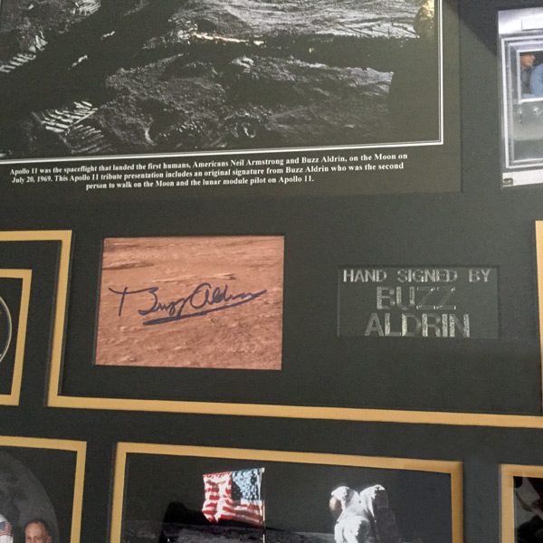 Buzz Aldrin Signed Apollo 11 Montage – Framed in White Display