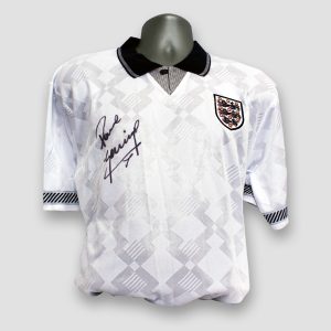 Paul 'Gazza' Gascoigne Signed England Italia 90 Replica Score Draw Shirt - Image 2