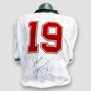 Paul ‘Gazza’ Gascoigne Signed England Italia 90 Replica Score Draw Shirt