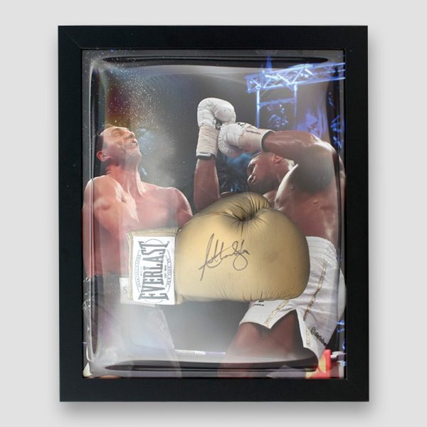 Anthony Joshua Signed and Framed Gold Everlast Boxing Glove