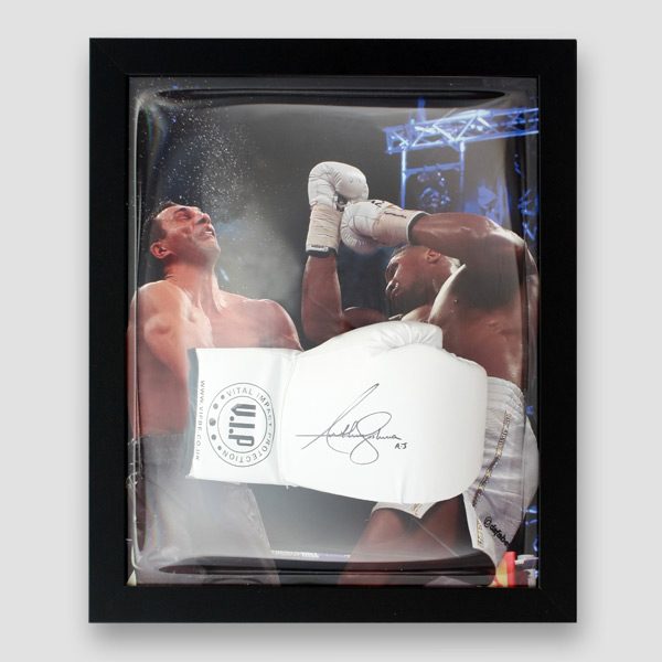 Anthony Joshua Signed and Framed V.I.P. White Boxing Glove