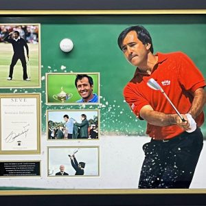 “Seve” Ballesteros montage  display personally signed by Seve