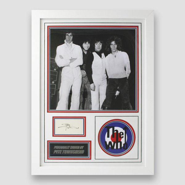 The Who photo display personally signed by Pete Townshend