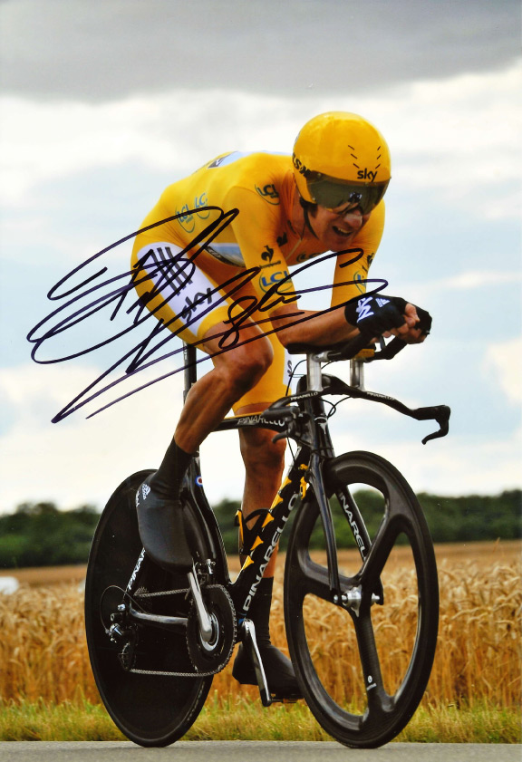 Personally Signed Photo by Bradley Wiggins Tour de France Winner