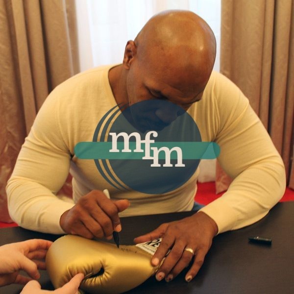 Mike Tyson Signed and Framed Gold Reyes Boxing Glove