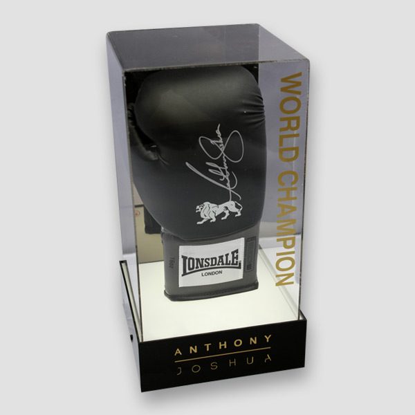 Anthony Joshua Hand Signed Lonsdale Black Boxing Glove In Light-Up Display Case