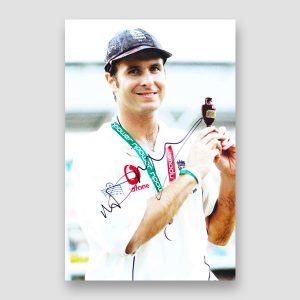 Michael Vaughan Holding The Ashes Trophy Signed Photo Print