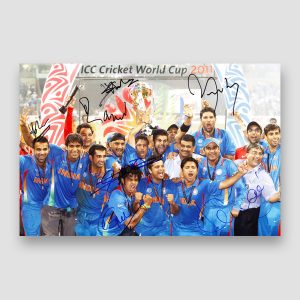 INDIA 2011 WORLD CUP TEAM WIN SIGNED PHOTO PRINT AUTOGRAPH CRICKET 