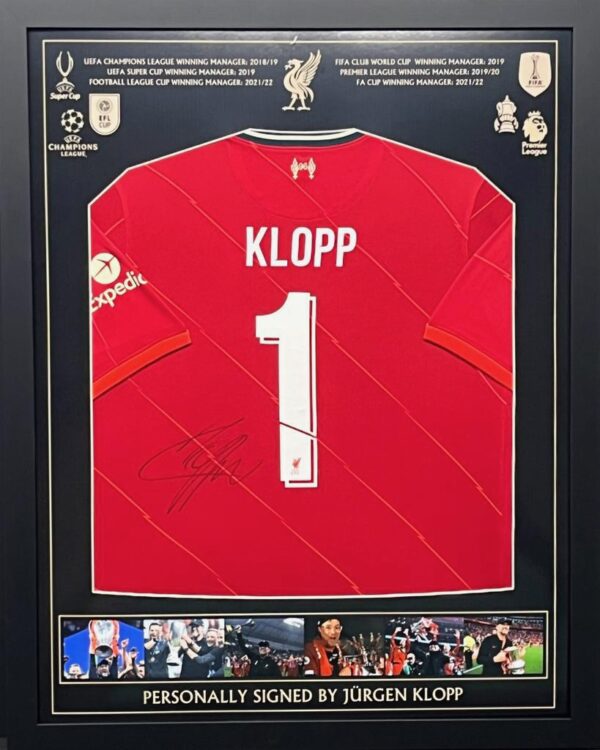 Framed Liverpool Fc  home shirt signed by Jürgen Klopp great item