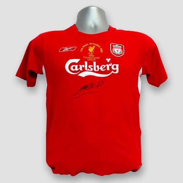 2005 Champions League Final Replica Shirt Signed by Steven Gerrard damaged stock