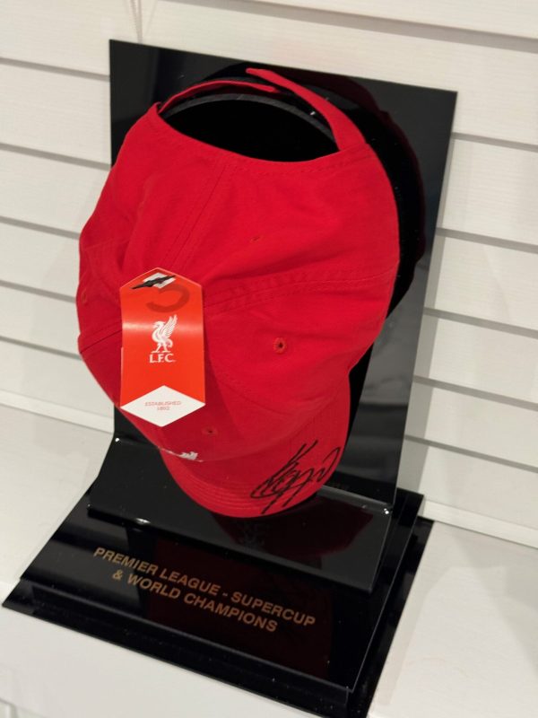 Red Liverpool Cap Personally Signed by Jurgen Klopp in Display Case