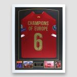 Liverpool-European-Cup-Football-Shirt-signed-by-Sadio-Mane,-professionally-framed