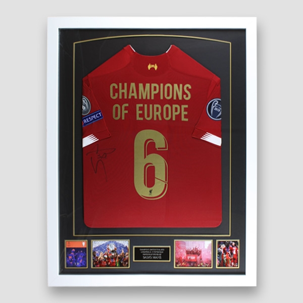 Liverpool European Cup Football Shirt signed by Sadio Mane, professionally framed
