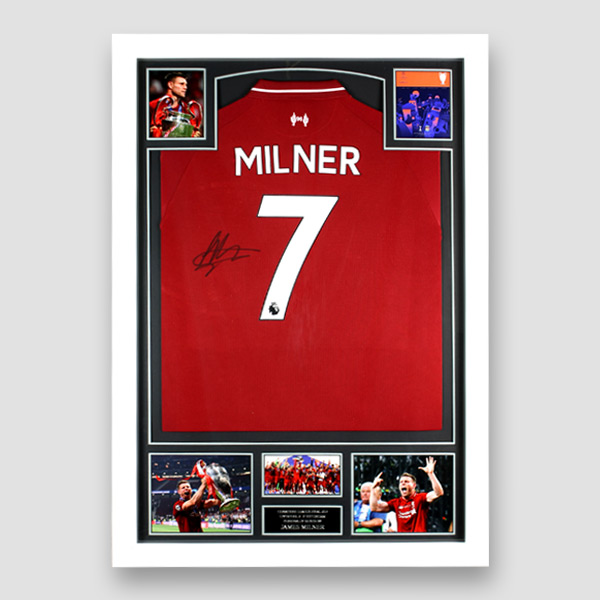 Liverpool Football Shirt Signed by James Milner, Professionally Framed