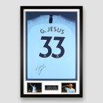 Manchester-City-Football-Shirt-signed-by-Gabriel-Jesus-,-professionally-framed