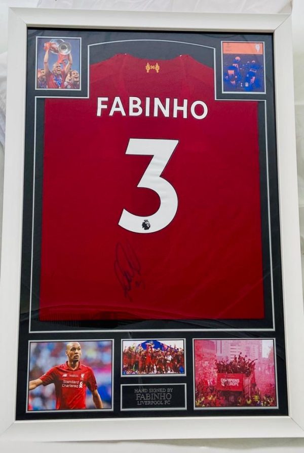 Professionally Framed Liverpool home shirt signed by Fabinho
