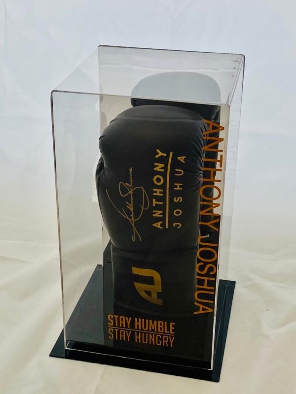 Anthony Joshua Hand Signed Black Boxing Glove In Display Case