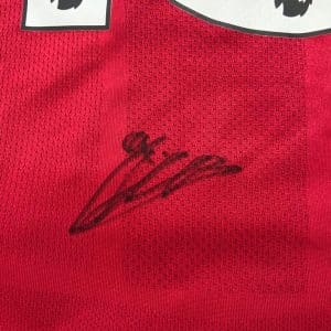 Champions Liverpool Home Football Shirt signed by Oxlade-Chamberlain Framed - Image 3