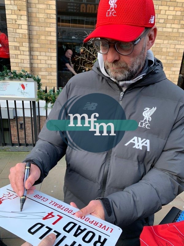 Jurgen Klopp signed White Street sign Liverpool  Premier League Champions