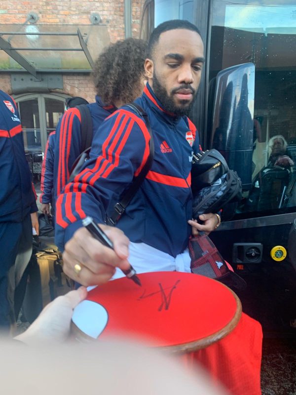 Arsenal home shirt signed by Alexandre Lacazette In a Black Frame