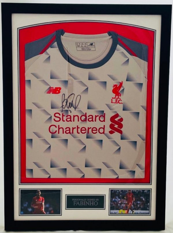 Framed Liverpool away shirt signed by Fabinho