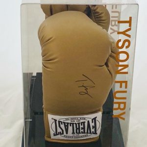 Tyson Fury the Gypsy King Hand Signed Everlast Gold Boxing Glove With Quality Display Case