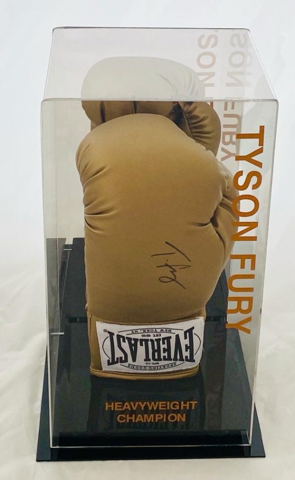 Tyson Fury the Gypsy King Hand Signed Everlast Gold Boxing Glove With Quality Display Case