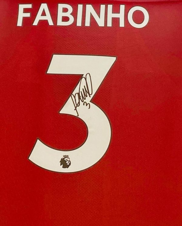 Professionally Framed Liverpool home shirt signed by Fabinho on the number 3