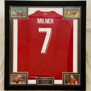 Liverpool Football Shirt Signed by James Milner, Professionally Framed