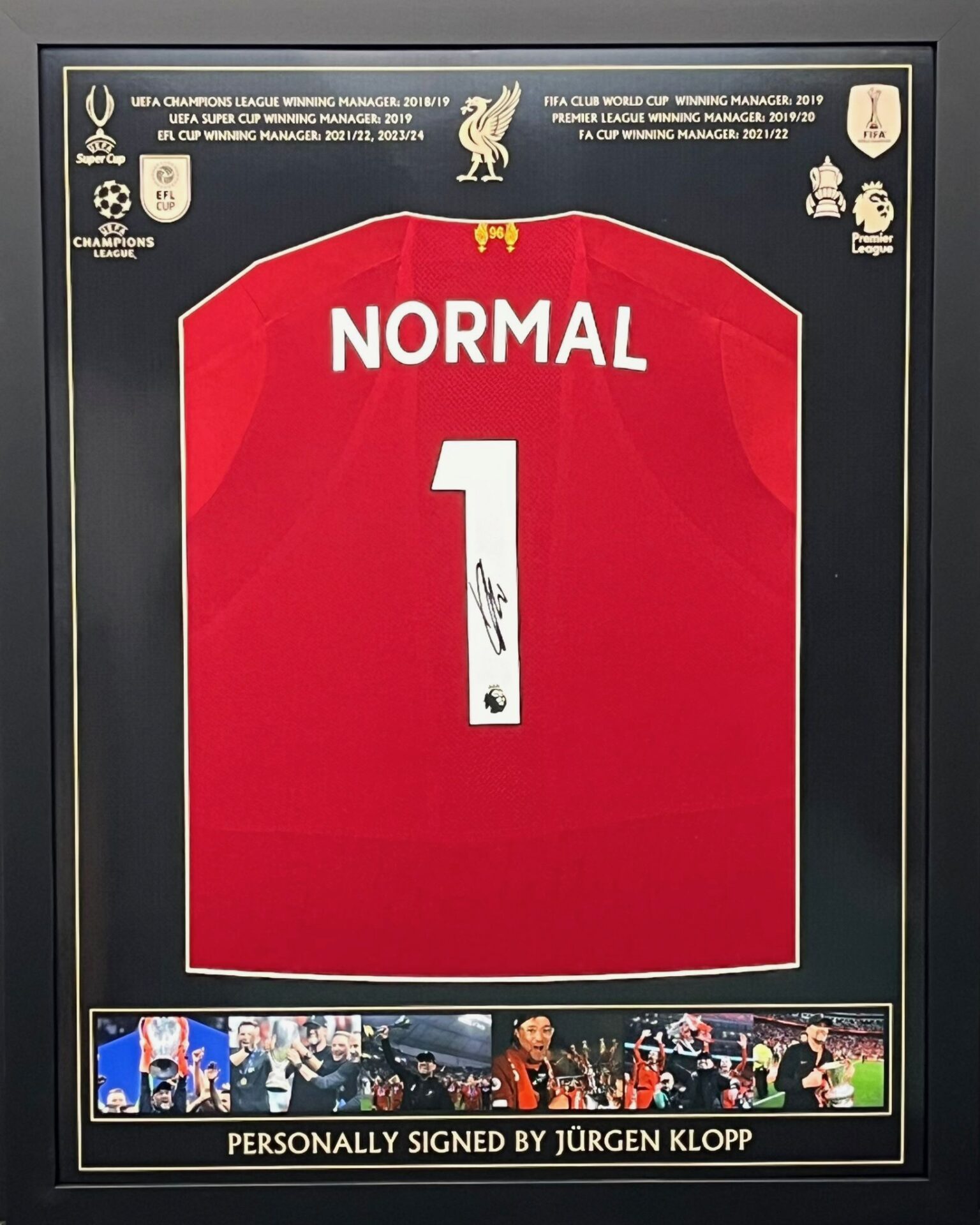 Professionally Framed Liverpool home shirt signed by Jürgen Klopp