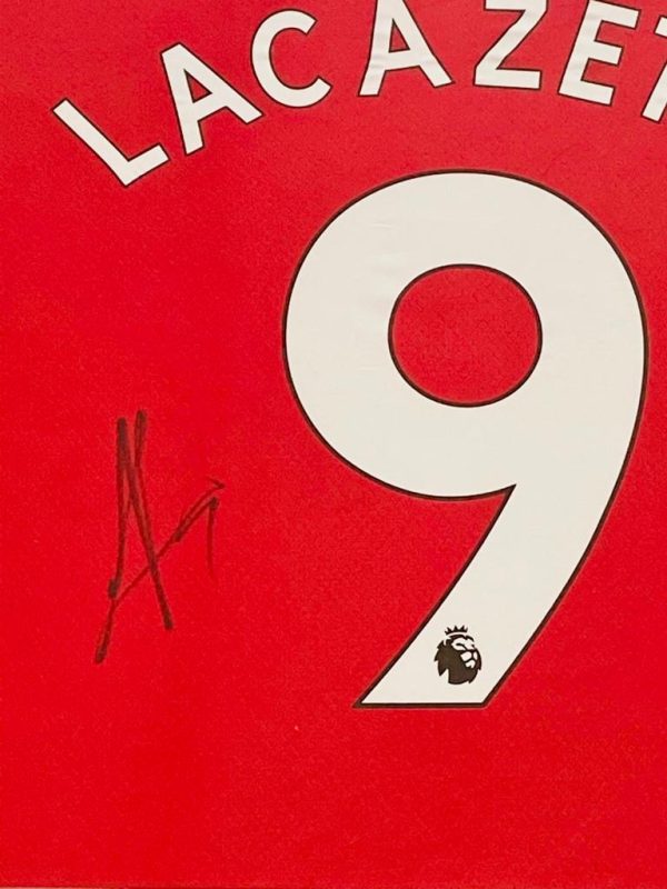 Arsenal home shirt signed by Alexandre Lacazette In a Black Frame