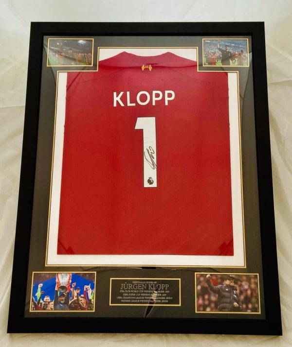 Professionally Framed Liverpool home shirt signed by Jürgen Klopp