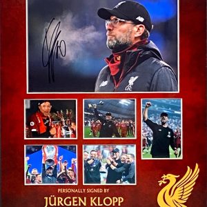 Liverpool Montage Celebrations Of League and Cup Wins Signed by Jurgen Klopp Framed The Normal One