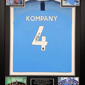 Manchester City shirt signed by Kompany , professionally framed