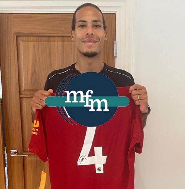 Liverpool home 2018/19 shirt signed by Virgil Van Dijk ,Framed