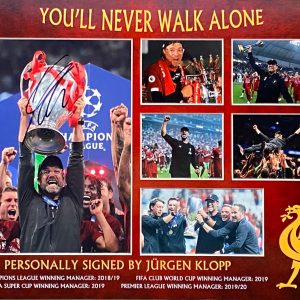 Liverpool Montage Celebrations Of League and Cup Wins Signed by Jurgen Klopp Framed The Normal One - Image 2