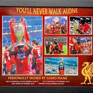 Liverpool signed Sadio Mane Photo Montage Framed Trophy Celebrations