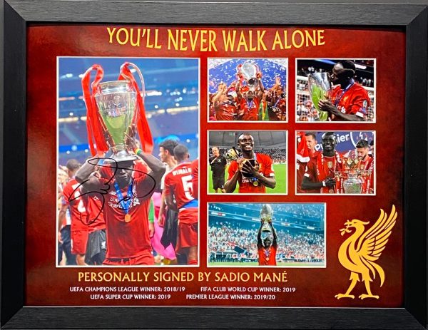 Liverpool signed Sadio Mane Photo Montage Framed Trophy Celebrations