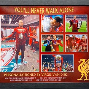 Liverpool signed Virgil Van Dijk Photo Montage Framed of The trophy Celebrations