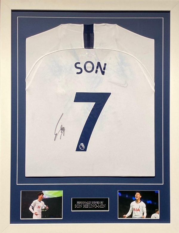 Tottenham Shirt Signed by Son Heung-Min, Professionally Framed (see description)