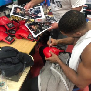 Anthony Joshua Hand Signed Red Rival Boxing Glove In Quality Display Case - Image 3