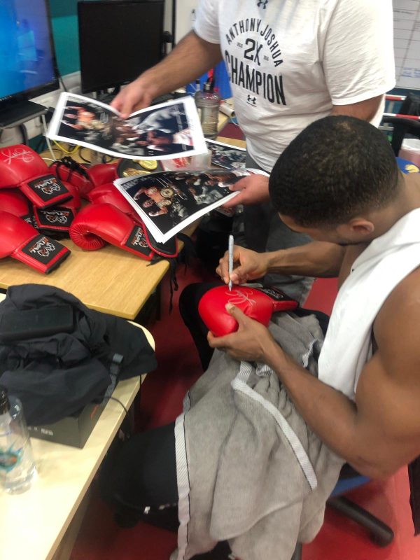 Anthony Joshua Hand Signed Red Rival Boxing Glove In Quality Display Case