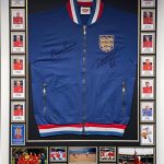England 1966 World Cup Signed By 7 Retro T-Shirt and Photo Display framed