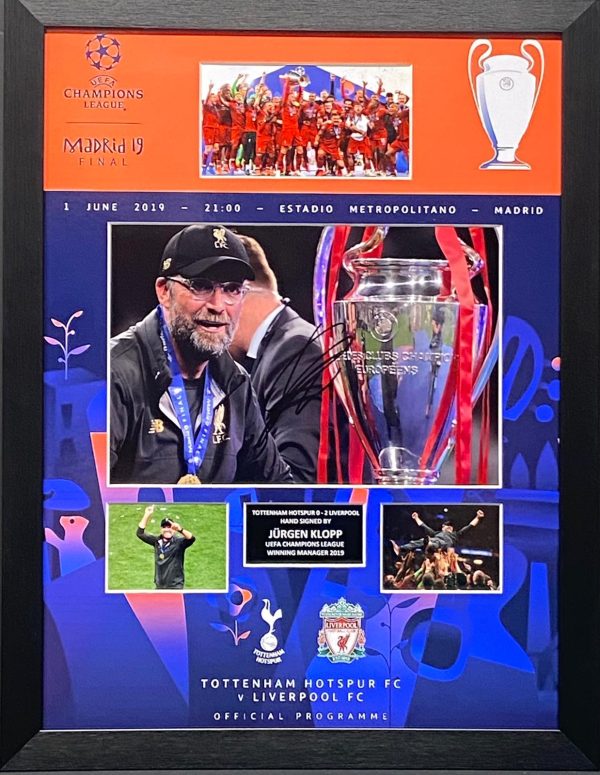 Liverpool Champions League Final Madrid Framed montage celebrations signed by Jurgen Klopp