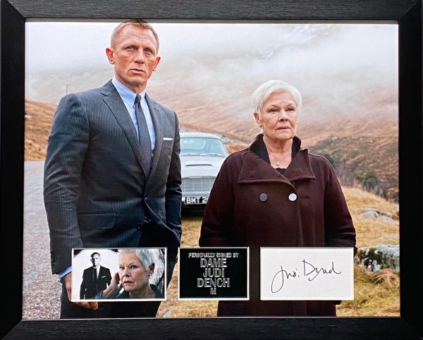 James Bond & M picture with signature of Dame Judi Dench professionally framed