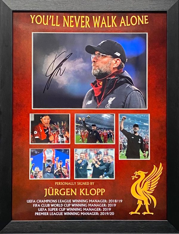 Liverpool Montage Celebrations Of League and Cup Wins Signed Framed by Jurgen Klopp The Normal One