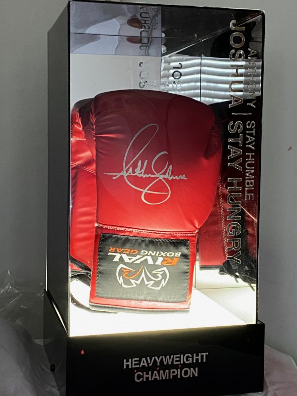 Anthony Joshua Hand Signed Red Rival Boxing Glove In Light-Up Quality Display Case