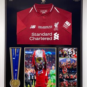 Liverpool champions league final Shirt and medal montage signed by Sadio Mane, professionally framed - Image 1